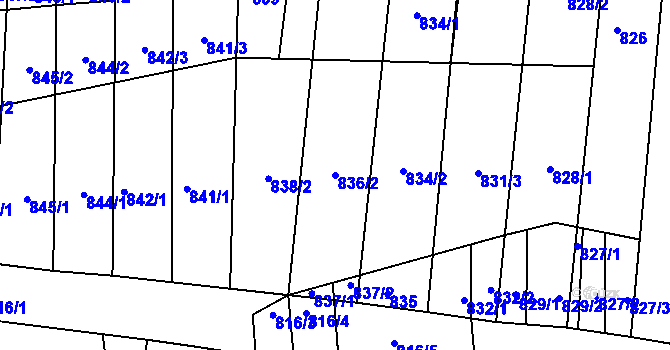 Parcela st. 836/2 v KÚ Hlohovec, Katastrální mapa