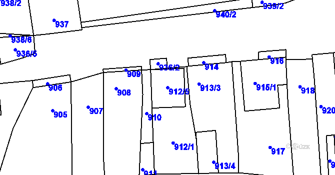 Parcela st. 912/5 v KÚ Hlohovec, Katastrální mapa