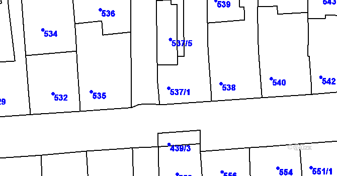 Parcela st. 537/1 v KÚ Hlohovec, Katastrální mapa