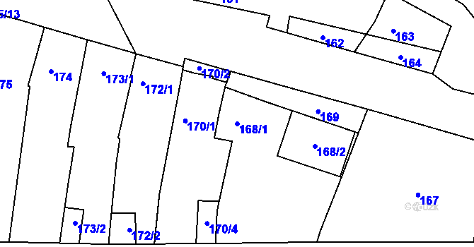 Parcela st. 168/1 v KÚ Hlohovec, Katastrální mapa