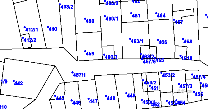 Parcela st. 460/3 v KÚ Hlohovec, Katastrální mapa
