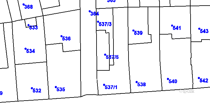 Parcela st. 537/5 v KÚ Hlohovec, Katastrální mapa