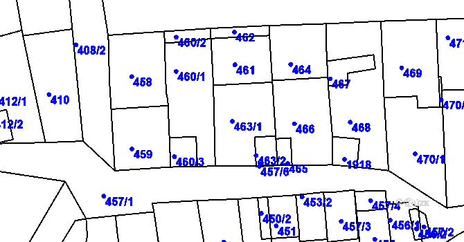 Parcela st. 463/1 v KÚ Hlohovec, Katastrální mapa