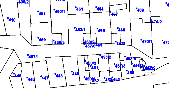 Parcela st. 457/6 v KÚ Hlohovec, Katastrální mapa