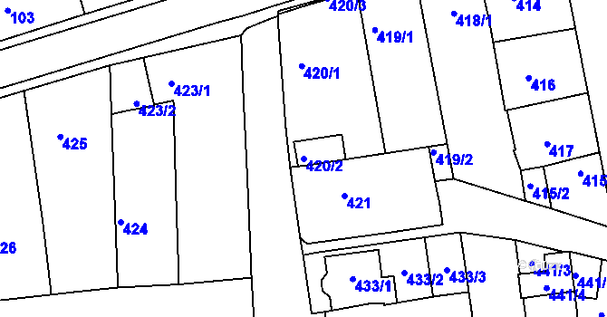 Parcela st. 420/2 v KÚ Hlohovec, Katastrální mapa