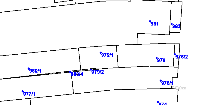 Parcela st. 979/1 v KÚ Hlohovec, Katastrální mapa