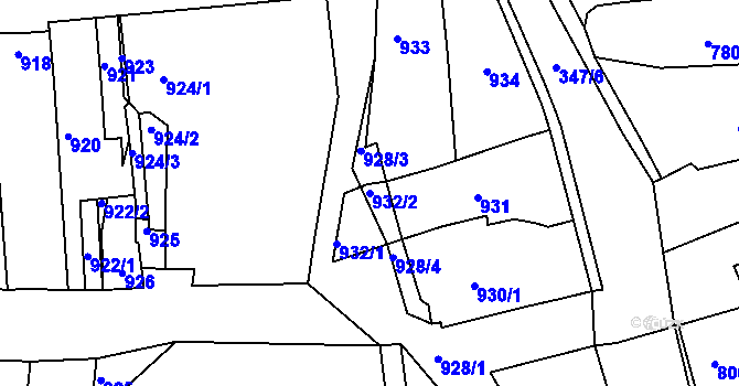 Parcela st. 932/2 v KÚ Hlohovec, Katastrální mapa