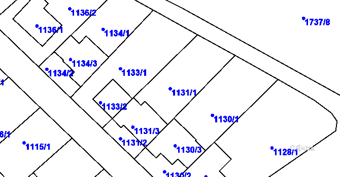 Parcela st. 1131/1 v KÚ Hlohovec, Katastrální mapa