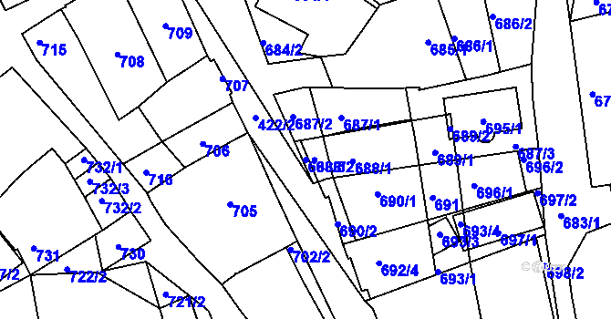 Parcela st. 688/3 v KÚ Hlohovec, Katastrální mapa