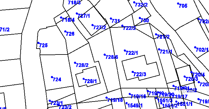 Parcela st. 728/6 v KÚ Hlohovec, Katastrální mapa