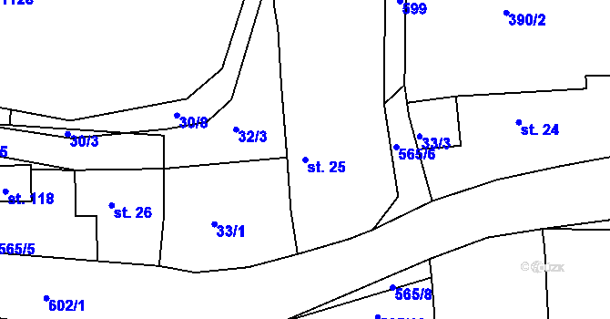 Parcela st. 25 v KÚ Hlohovice, Katastrální mapa
