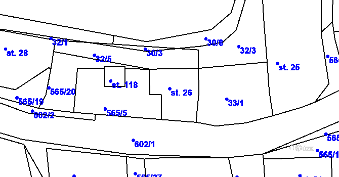 Parcela st. 26 v KÚ Hlohovice, Katastrální mapa