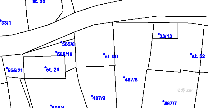 Parcela st. 60 v KÚ Hlohovice, Katastrální mapa