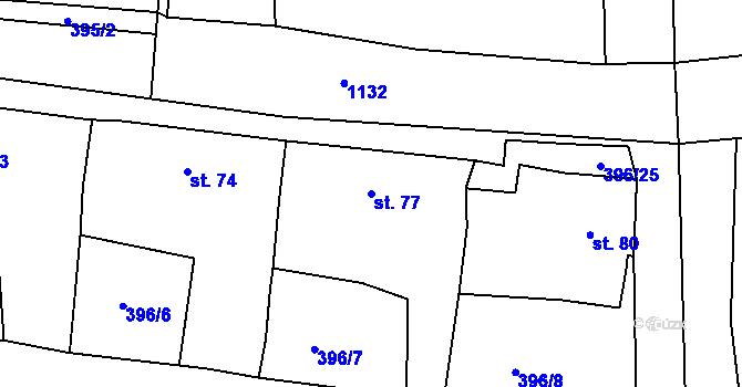 Parcela st. 77 v KÚ Hlohovice, Katastrální mapa