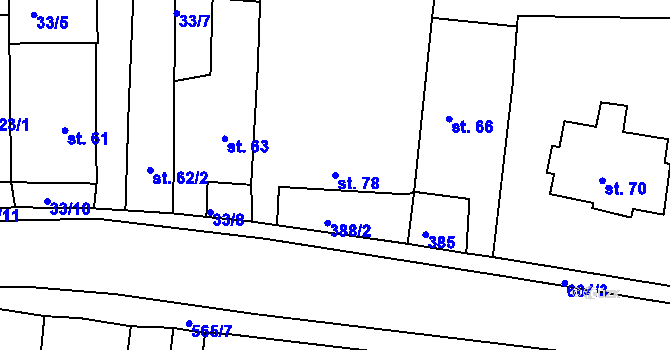 Parcela st. 78 v KÚ Hlohovice, Katastrální mapa