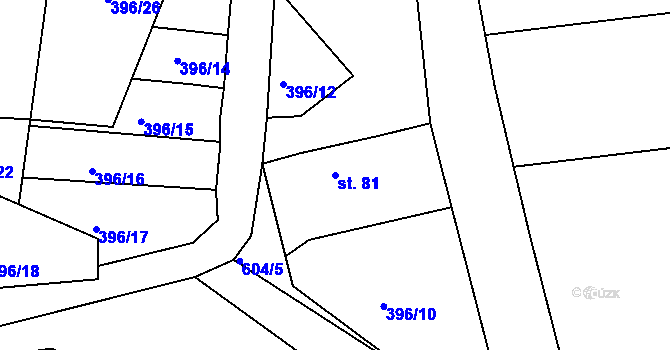 Parcela st. 81 v KÚ Hlohovice, Katastrální mapa