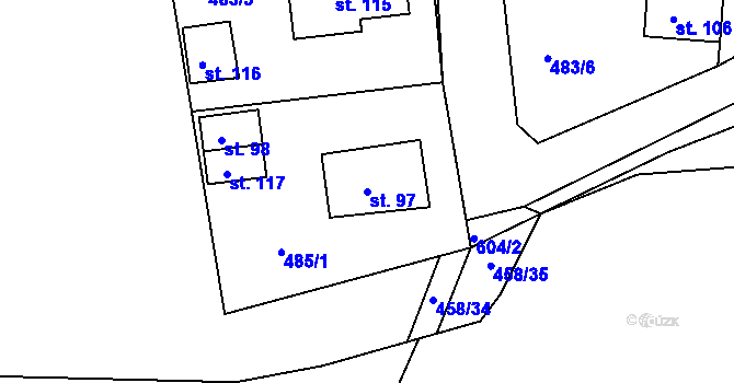 Parcela st. 97 v KÚ Hlohovice, Katastrální mapa