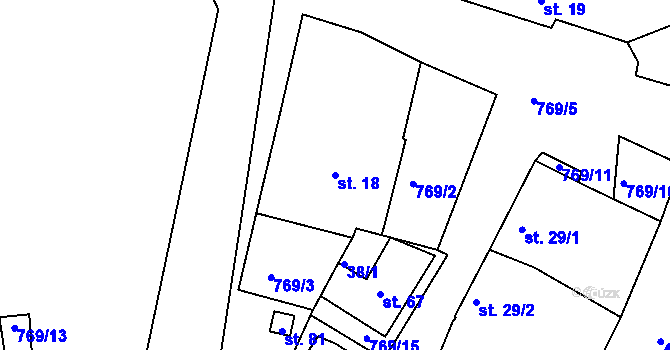 Parcela st. 18 v KÚ Hlohovičky, Katastrální mapa