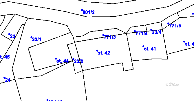 Parcela st. 42 v KÚ Hlohovičky, Katastrální mapa