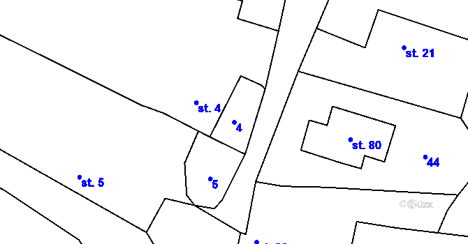 Parcela st. 4 v KÚ Hlohovičky, Katastrální mapa