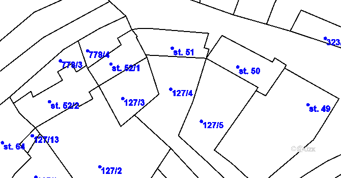 Parcela st. 127/4 v KÚ Hlohovičky, Katastrální mapa