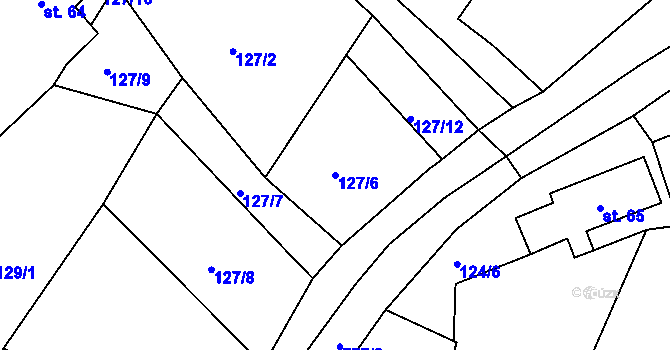 Parcela st. 127/6 v KÚ Hlohovičky, Katastrální mapa