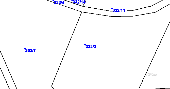 Parcela st. 332/3 v KÚ Hlohovičky, Katastrální mapa