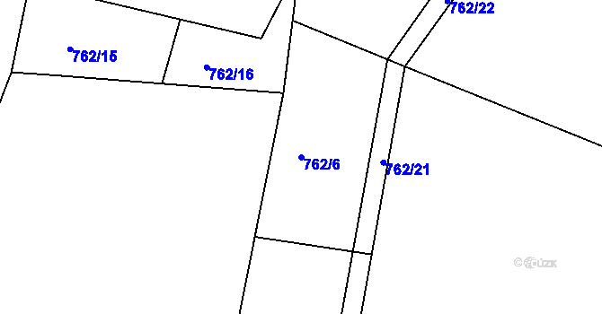 Parcela st. 762/6 v KÚ Hlohovičky, Katastrální mapa