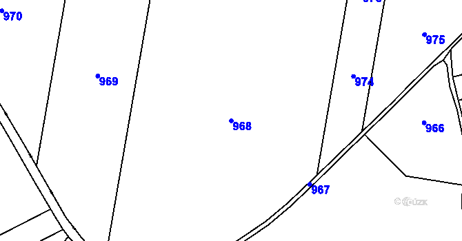 Parcela st. 968 v KÚ Hlohovičky, Katastrální mapa