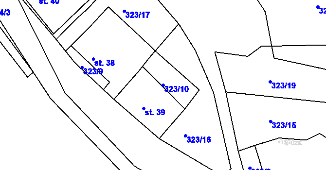 Parcela st. 323/10 v KÚ Mostiště u Hlohovic, Katastrální mapa