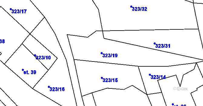 Parcela st. 323/19 v KÚ Mostiště u Hlohovic, Katastrální mapa