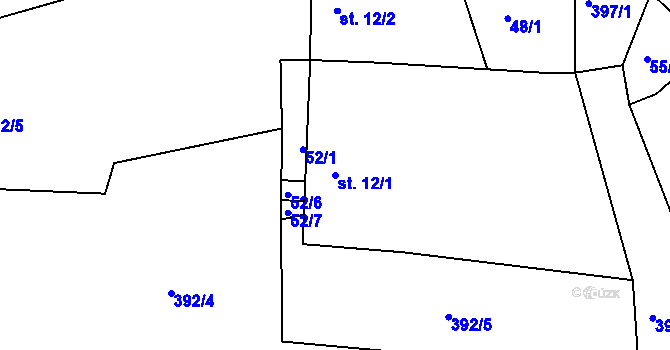 Parcela st. 12/1 v KÚ Svinná u Hlohovic, Katastrální mapa