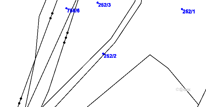 Parcela st. 252/2 v KÚ Svinná u Hlohovic, Katastrální mapa