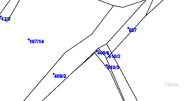 Parcela st. 409/6 v KÚ Svinná u Hlohovic, Katastrální mapa