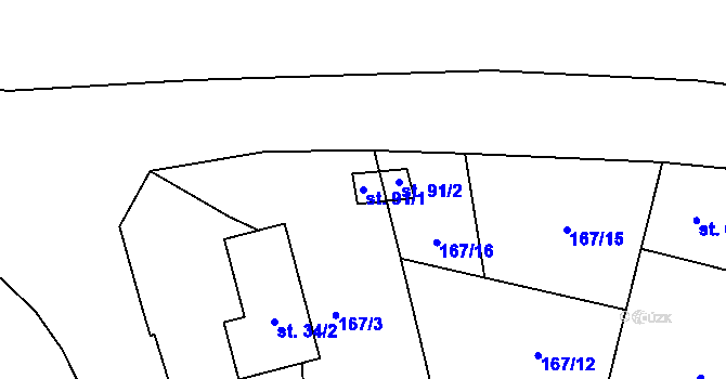 Parcela st. 91/1 v KÚ Svinná u Hlohovic, Katastrální mapa