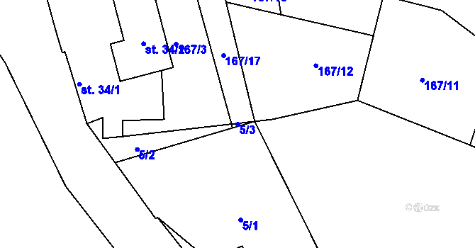 Parcela st. 5/3 v KÚ Svinná u Hlohovic, Katastrální mapa