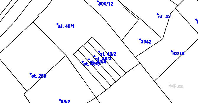 Parcela st. 40/2 v KÚ Hlubočany, Katastrální mapa