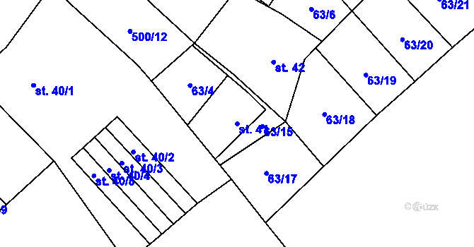 Parcela st. 41 v KÚ Hlubočany, Katastrální mapa