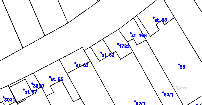 Parcela st. 62 v KÚ Hlubočany, Katastrální mapa
