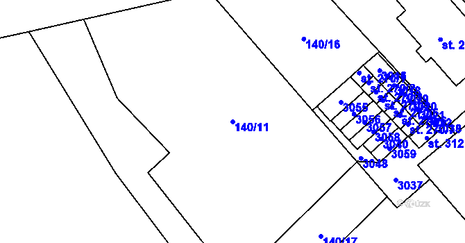 Parcela st. 140/11 v KÚ Hlubočany, Katastrální mapa
