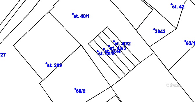 Parcela st. 40/5 v KÚ Hlubočany, Katastrální mapa