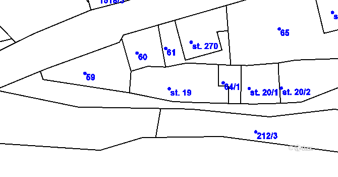 Parcela st. 19 v KÚ Hlubočec, Katastrální mapa