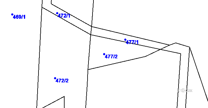 Parcela st. 477/2 v KÚ Hlubočec, Katastrální mapa