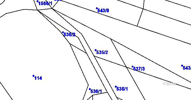 Parcela st. 535/2 v KÚ Hlubočec, Katastrální mapa