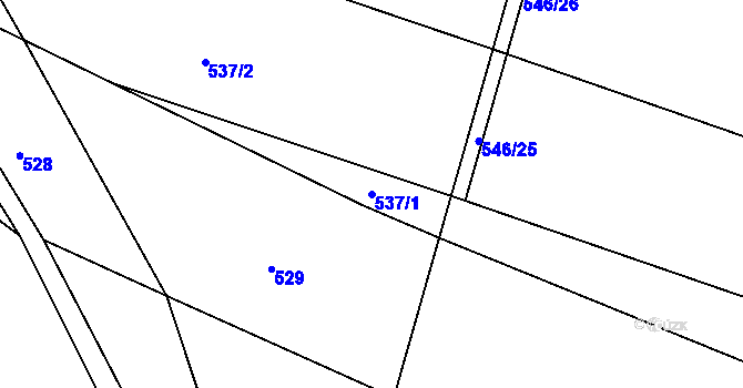 Parcela st. 537/1 v KÚ Hlubočec, Katastrální mapa