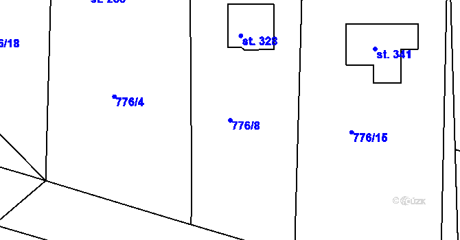 Parcela st. 776/8 v KÚ Hlubočec, Katastrální mapa