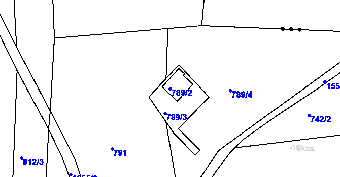 Parcela st. 789/2 v KÚ Hlubočec, Katastrální mapa