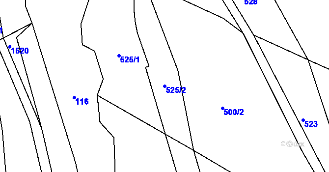 Parcela st. 525/2 v KÚ Hlubočec, Katastrální mapa