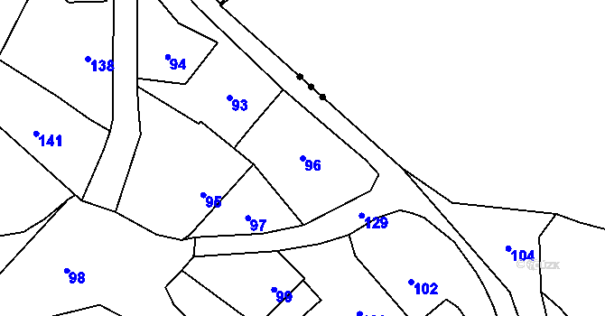Parcela st. 96 v KÚ Hlubočky, Katastrální mapa