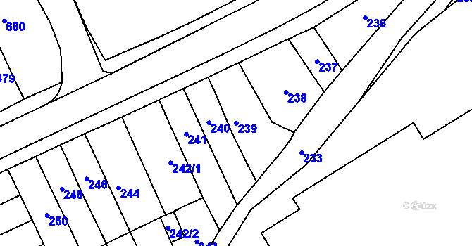 Parcela st. 239 v KÚ Hlubočky, Katastrální mapa